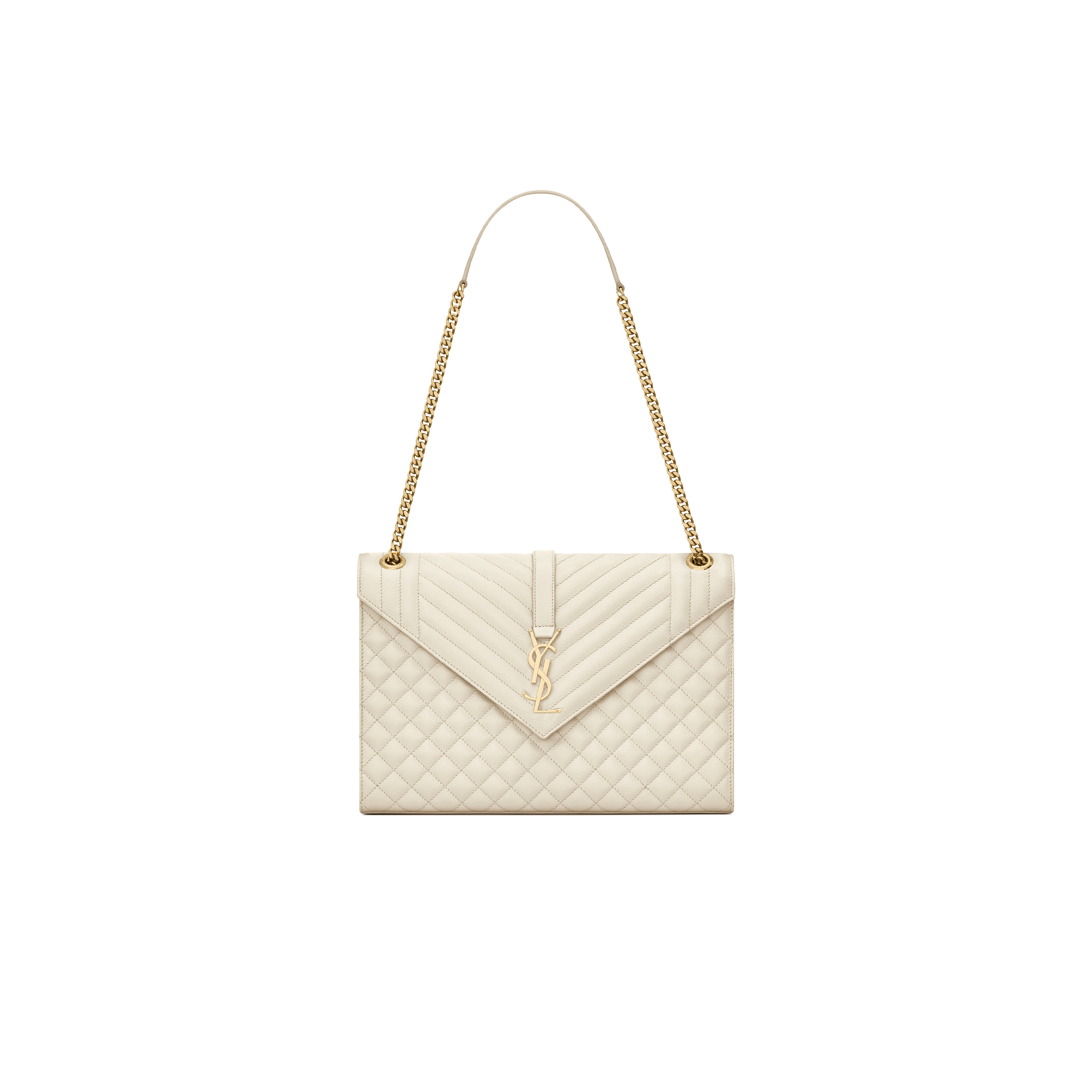 YSL ENVELOPE LARGE IN QUILTED GRAIN DE POUDRE EMBOSSED LEATHER 600166BOW919207 (31*22*7.5cm)